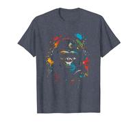 Singe Monkey DJ Casque & Lunettes de Soleil Fête Gorille Mus T-Shirt, Homme, Bleu Chiné, M