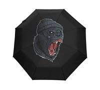 Singe Orang-Outan en Colère Noir Parapluie Pliable Pliant à Ouverture Automatique Parapluies Pliant Coupe-Vent pour Voyager Plage Femmes Enfants Homme Fille