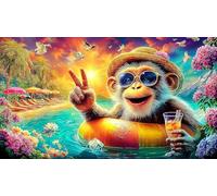 Singe Papier recyclé Jeu de Puzzle 1000 pièces Défi de Jeu éducatif Cadeau Amusant & Activité Maison pour Adultes 38x26cm/1000pcs