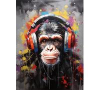 singe Peinture par Numéros Grand 40x50cm,Peinture Numero Adulte Chimpanzés Painting by Numbers Bricolage kit peinture adulte Peint à la Main Peinture à l'huile Toile Kit pour Débutants,Sans Cadre