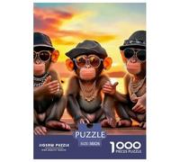 Singe Puzzle 1000 Pièces Animaux - Challenge Zen, Voiturete Géographique À Assembler, Poster Inclus, Cadeau ÉduChatif, 38x26cm/1000pcs
