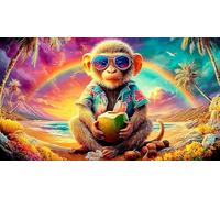 Singe Puzzle 1000 Pieces Cadeau Unique Jeu éducatif Challenge Toy de qualité supérieure Peinture Art pour Adultes et Enfants à partir de 12 Ans 38x52cm/1000pcs