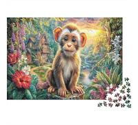 Singe Puzzles 1000 Pièces Clairière de Jungle vibrante pour Adultes Anti-Stress Loisirs Créatifs Qualité Premium 70x50cm/1000pcs