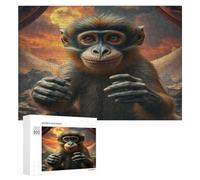 Singe Puzzles 300 Pièces Qualité Supérieure Artistique Edificio du Paysage Divertissement pour Famille Vision 3D Assemblage Amusant Décoration Intérieure 300 PCS