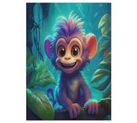 Singe Puzzles en Bois Adultes Et Adolescents 300 Pieces Enfants Puzzle Décoration Mur Moderne Art Jouets Cadeau Intéressants Unique Décor À La Maison （42×30cm）