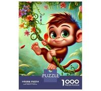 Singe Set De 1000 Pièces Papier Recy artoon Singe Jumping in Jungle Puzzle Adulte Amateurs Puzzle Adultes Casse-tête Engageant Loisirs À La Maison 52x38cm/1000pcs
