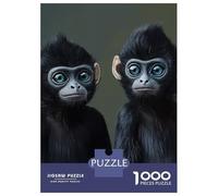 Singe Set De 1000 Pièces Papier Recyclé Deux Gorillas Noirs Qui regardent à l'avenir Puzzle Adulte Amateurs Puzzle Adultes Activité Lien Familial Loisirs Maison Casse-tête Engageant 52x38cm/1000pcs