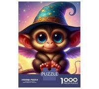 Singe Set De 1000 Pièces Papier Recyclé Magical Wizard Singe with Glowing Hat Puzzle Adulte Amateurs De Puzzle Adultes Facile À Ranger Loisirs À La Maison 38x26cm/1000pcs