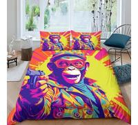 Singe Sets De Housses De Couettes 3D, Pop Art Imprimé Ensemble De Literie AVCE Taie d'oreiller, pour Adultes Enfants King（220x240cm）