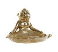 SINGE Statue Vide Poche Feuille de Bananier couleur Dorée Décoration Hall entrée de 23x20cm