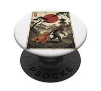 Singe Tire Le Singe Ukiyo-e Japon Soleil Rouge Art Vintage PopSockets PopGrip Adhésif