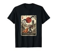 Singe Tire Le Singe Ukiyo-e Japon Soleil Rouge Art Vintage T-Shirt Graphique avec Valeur
