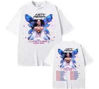 Singer Katy Perry T-Shirt Double Face Imprimé Manches Courtes Coton Haut Décontracté Oversize T-Shirt pour Hommes Femmes XS~4XL-White||m