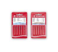 Singer Kit de 2 Paquets d'aiguilles pour cuir et tissus (826R + 832R) 2026 et 2032 130/705 H-J et H-LL (universelles, plates d'un côté)