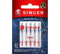SINGER Lot de 5 aiguilles pour machine à coudre denim, taille 100/16