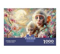 Singes dans Arbre Fleuri 1000 Pièces Puzzle Premium Art de la Faune Coffret Puzzle Carton Premium - Seniors, Concentration, Cadeau Maison Neuve Et Pause Bureau 52x38cm/1000pcs