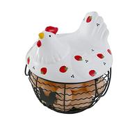 SINGFNH Panier à œufs de poule, panier en fil métallique avec housse et poignées en céramique, peut contenir 25 œufs