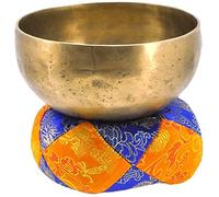 Singing Népal Couronne Chakra Bol chantant authentique martelé à la main tibétain méditation 14 cm - Bol de yoga ancien avec maillet en bois et coussin en soie