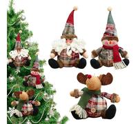 SingingWang 3Pièce Lutins Suspensions pour Sapin de Noël, Lutins, Bonhommes Tricotés, Decoration de Noel pour Sapin, Mini Lutin de Noel Deco Originales, Décorations de Noël Bois, Decoration Sapin