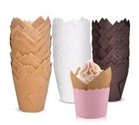 SingingWang Muffin Papier, Caissette Muffins Papier, 200 Pièces Standard, Caissettes Muffins, Renforcées, Caissettes Cupcake, Jetables Moules à Cupcakes pour Cuisson, Fêtes (300, Tulipes-B)