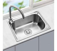 Single Bowl Kitchen Sink with Hot & Cold Faucet - Basin de lavage utilitaire intégré pour bar Workstation de travail Rounded Corners Ideal for Washing Vegetables & Fruits
