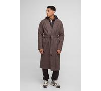 Single Breasted Shawl Collar Self Belted Longline Marl Melton Overcoat homme - brun - XS, brun