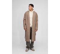Single Breasted Shawl Collar Self Belted Longline Marl Melton Overcoat homme - pierre - XL, pierre