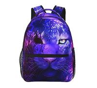 Single Eye Tiger Purple Galaxy Art Sacs à dos Sac à bandoulière léger et polyvalent antivol Grande capacité Sac à dos de voyage et de camping avec poches latérales