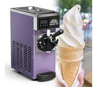 Single Flavor Commercial Ice Cream Maker, Machine À Glace Soft Commerciële De Table, 4-5L/H, Trémie 2,5L, Contrôle LCD, Nettoyage Automatique, Pour Cafés, Restaurants Et Fêtes Maison(Purple)