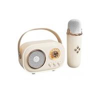 (Single Microphone,Light Yellow)Portable Karaoke Singing Speaker Bluetooth-Compatible Karaoke Machine for Friend Family Party