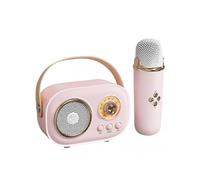 (Single Microphone,Pink)Portable Karaoke Singing Speaker Bluetooth-Compatible Karaoke Machine for Friend Family Party