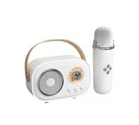 (Single Microphone,White)Portable Karaoke Singing Speaker Bluetooth-Compatible Karaoke Machine for Friend Family Party