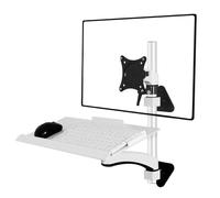 Single Monitor Wall Mount, Sit-Stand Converter Workstation, with Keyboard Tray, Height and Angle Adjustable, Max Load 8kg, VESA Mount 75x75, 100x100, for 15-32 inch Screens(White,45cm)