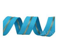 Single Open-end Chain 3#5#golden Teeth Zipper(A19 Cyan a,10 yard,3#)