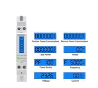 Single Phase Backlight Wattmeter Power LCD Digital Display Consumption Meter KWh110V 220VAC 50/60Hz Watt Din Rail Meter AUOQKQUT(DDS661-RS485-110V)