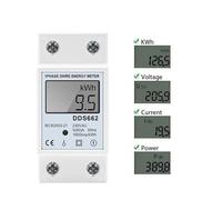 Single Phase LCD Digital Meter Reset Zero kWh Voltage Current Power Consumption Counter Wattmeter 220V Din Rail EKFBQBGW(DDS662,220V)