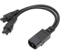 Single Y Power Splitter Adapter Cable IEC 320 C14 Male to Dual C5 Female,10A 250V 1 Input 2 Outputs C14 to Dual C5 Y Power Cord for LCD Monitor Bure Lamp