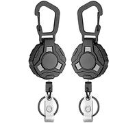 Singphere Porte clés rétractable, pendentif porte clés 2 pièces avec porte clés porte cartes d'identité Tactical ID Roll avec câble rétractable 31 pouces 8oz