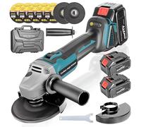 SINGTIP Meuleuse d'angle sans fil Compatible avec Batterie Makita 18V | 9000tr/min Disqueuse avec 2×4.0Ah Batterie, 5 Disques à Tronçonner &2 Disques à Lamelles Pour Couper, Polir et Poncer