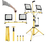SINGTIP Projecteur de Chantier LED sur Trépieds, 200W 15000LM Lampe Chantier, Pivotante à 360° | Étanche IP66 | Câble 3M | Réglable en Hauteur de 65 à 160 cm pour Atelier, Chantier, Garage