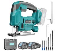 SINGTIP Scie Sauteuse Sans Fil Compatible avec Batteries Makita 18V, Scies Sauteuses Electriques pour Coupes en Biseau ±45° 2900RPM avec 0-3 Ensembles Orbitaux, 6 Lames pour Bois/Métal/PVC