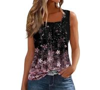 Singular-Point Femmes sans Manches Col Carré Débardeurs été Coupe Ample Tunique Chemises Dames Décontracté Chemise Fluide Confortable et Ample T-Shirts Cadeau Femme,Rouge pastèque,3XL,F436S
