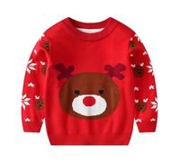 Singular-Point Pull de Noel Enfant Renne Pull Noël Garçon Fille à Manche Longue et Col Rond en Tricot Imprimé Rennes de Noël Dinosaure Mignon Nouveauté Cadeau Fille 7 Ans 8 Ans,Rouge,F106A