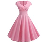 Singular-Point Robe Blanche Femme,Robe de Soirée Cocktail Vintage Années 50s 60s Robe de Demoiselle Honneur pour Fête Cérémonie Anniversaire Bal Mariage,1-Rose,XXL,F41768