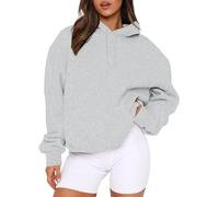 Singular-Point Sweats à Capuche Femme à Manches Longues, Pull Femme Couleur Unie Doux et Confortable, Pull Chaud Sweat Ado Fille Automne Hiver Cadeau Femme,Gris,S,A82S