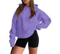 Singular-Point Sweats à Capuche Femme à Manches Longues, Pull Femme Couleur Unie Doux et Confortable, Pull Chaud Sweat Ado Fille Automne Hiver Vetement Femme Solde,Violet,M,A96S