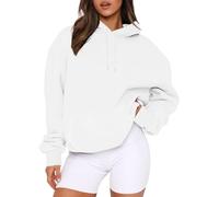 Singular-Point Sweats à Capuche Femme à Manches Longues, Pull Femme Couleur Unie Doux et Confortable, Pull Chaud Sweat Ado Fille Automne Hiver Cadeau Femme,Blanc,S,A117S