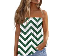 Singular-Point Top Bandeau Femme,Femmes Sexy sans Manches Plissé Débardeur Élastique Doux Ruché Boheme Tube Top Chemise sans Bretelles Bandeau Cadeau Anniversaire Femme,Vert,S,B50
