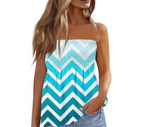 Singular-Point Top Dos Nu,Femmes Bustier Bandeau Tops Grande Taille Tops Sexy Été Tunique sans Manches T-Shirt Floral Debardeur Ample Haut Dos Nu Cadeau 18 Ans Fille,Bleu Ciel,S,B75