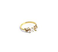 SINGULARU - Bague Bougainvillier Blanche. Ajustable. Argent sterling 925 avec finition plaqué or 18Kt. Taille unique. Bijoux pour femme